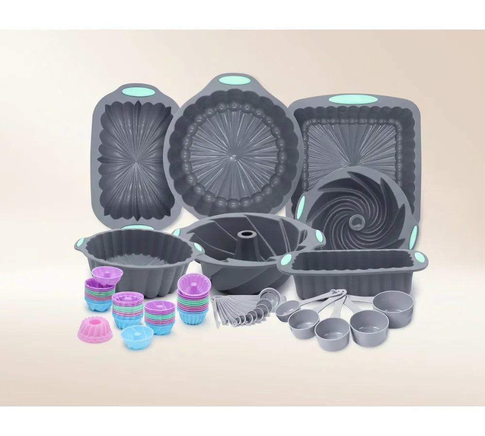 72pc Silicone Bakeware Set Nonstick Oven Pans For Baking Cakes