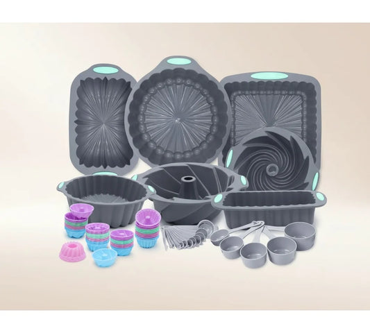 72pc Silicone Bakeware Set Nonstick Oven Pans For Baking Cakes
