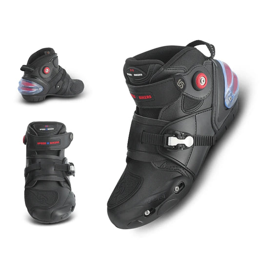 Men's Leather Motorcycle Shoes Breathable Ankle Boots For Spring Summer