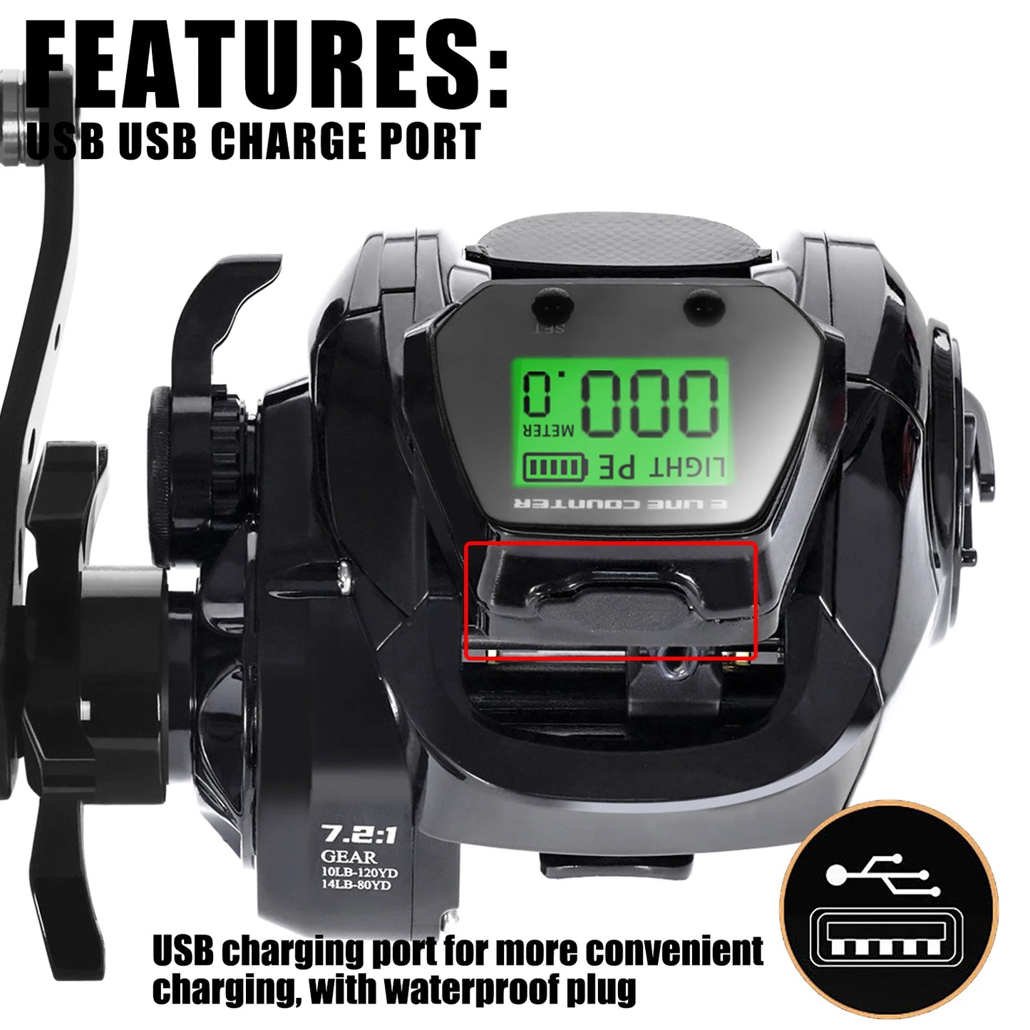 SAMOLLA Electric Baitcasting Reel With LED Screen Display