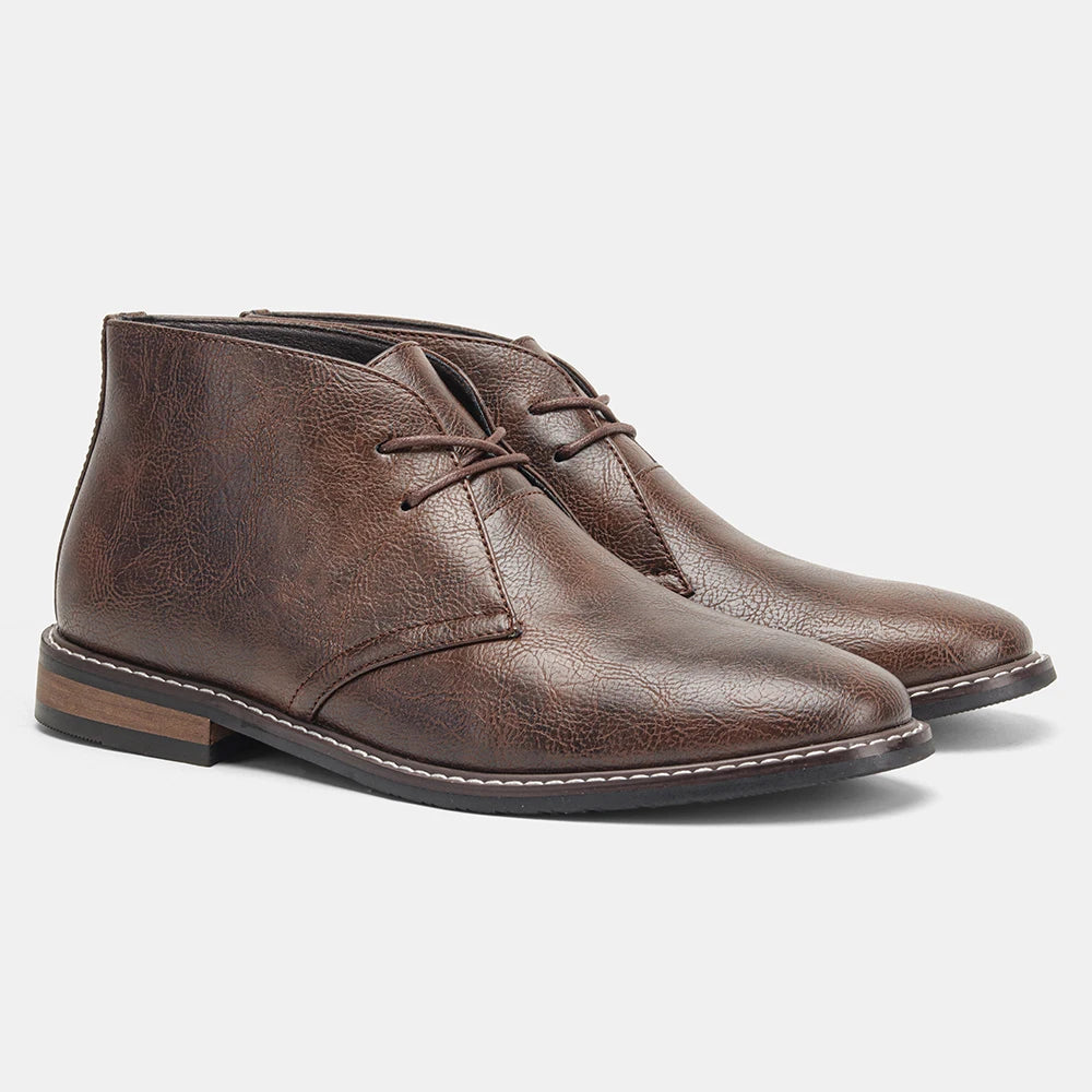 Hecrafted Leather Desert Boots Men Casual Retro Style Comfort