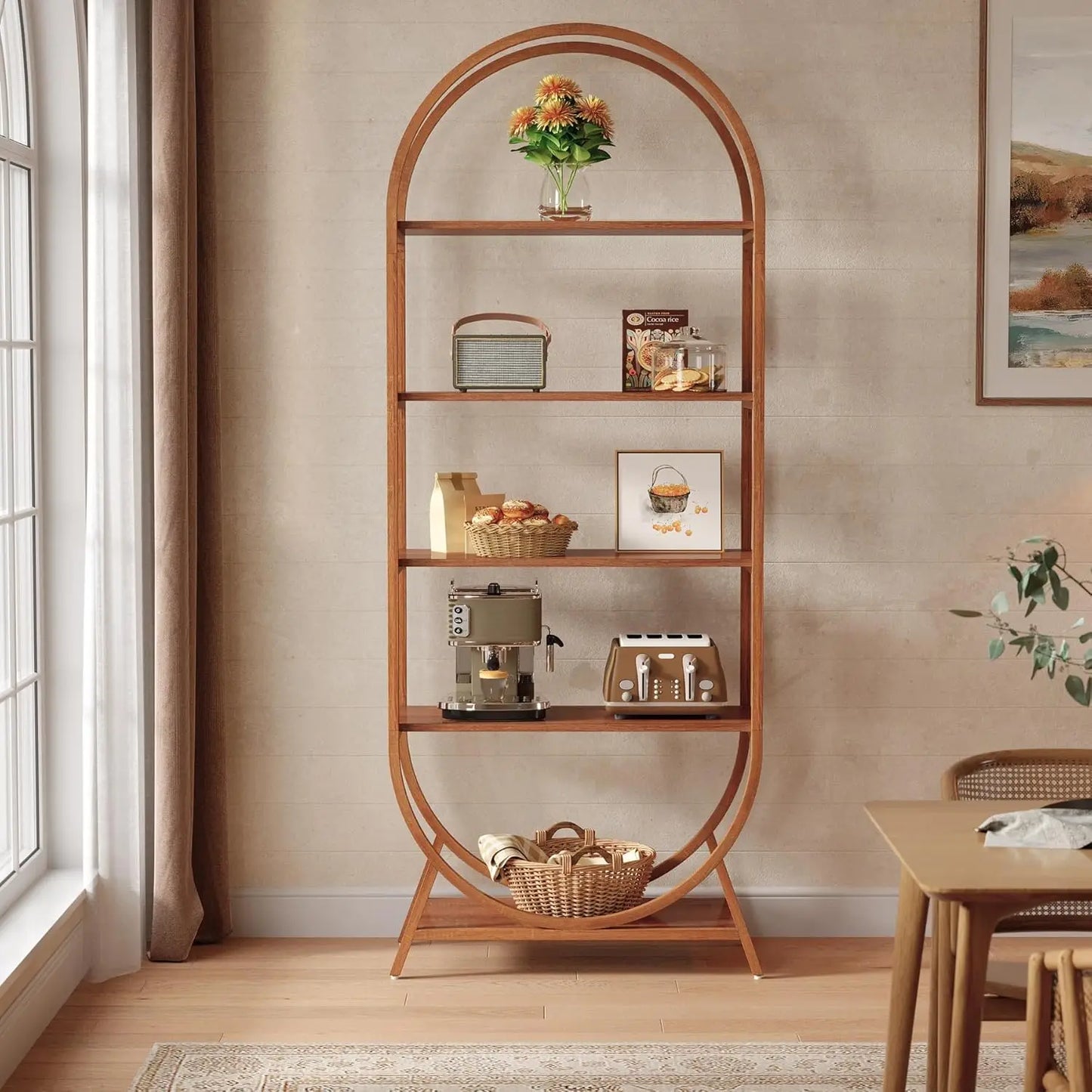 Little Tree 5 Tier Arched Bookshelf Freestanding Modern Bookcase
