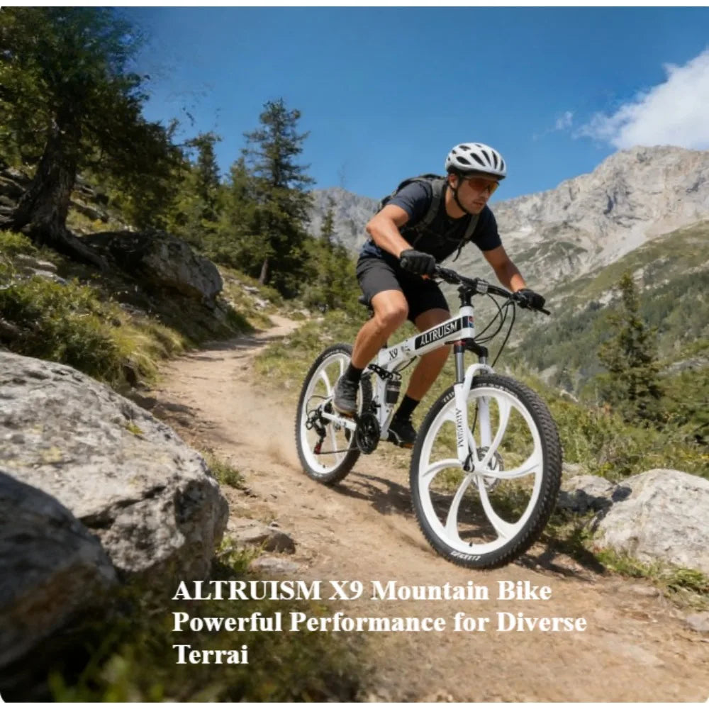 AEHOME Dual Suspension Mountain Bike 21 Speed Carbon Steel Frame Disc Brakes