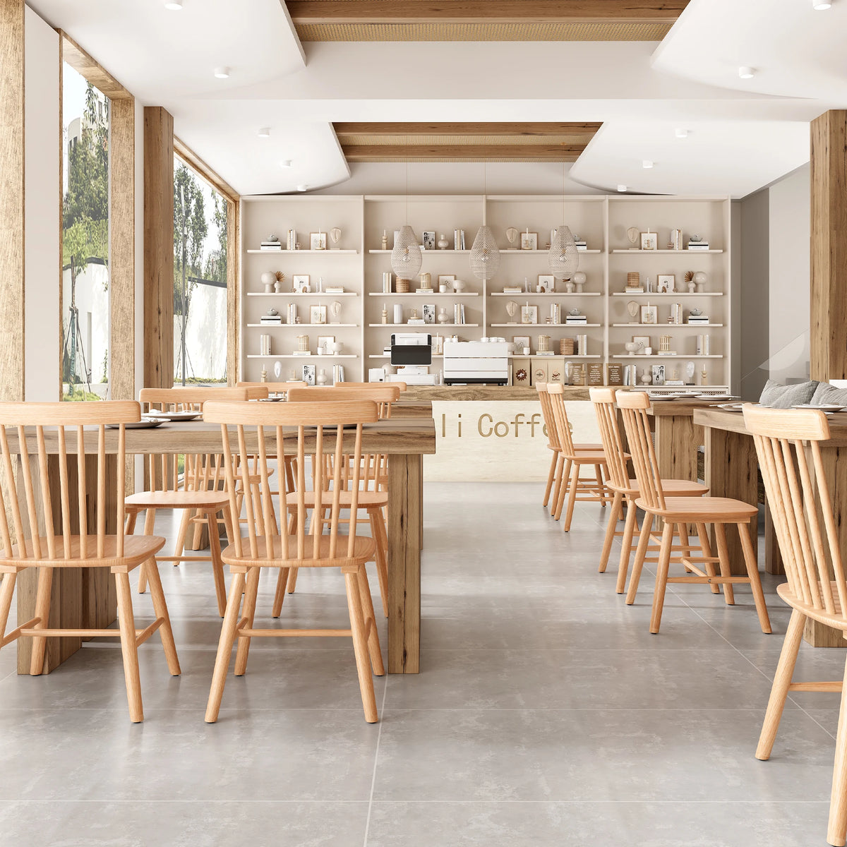 Farini Dining Chairs Set of 4, Mid Century Modern Spindle Back Wood Chairs with Comfortable Seat for Kitchen & Dining Room