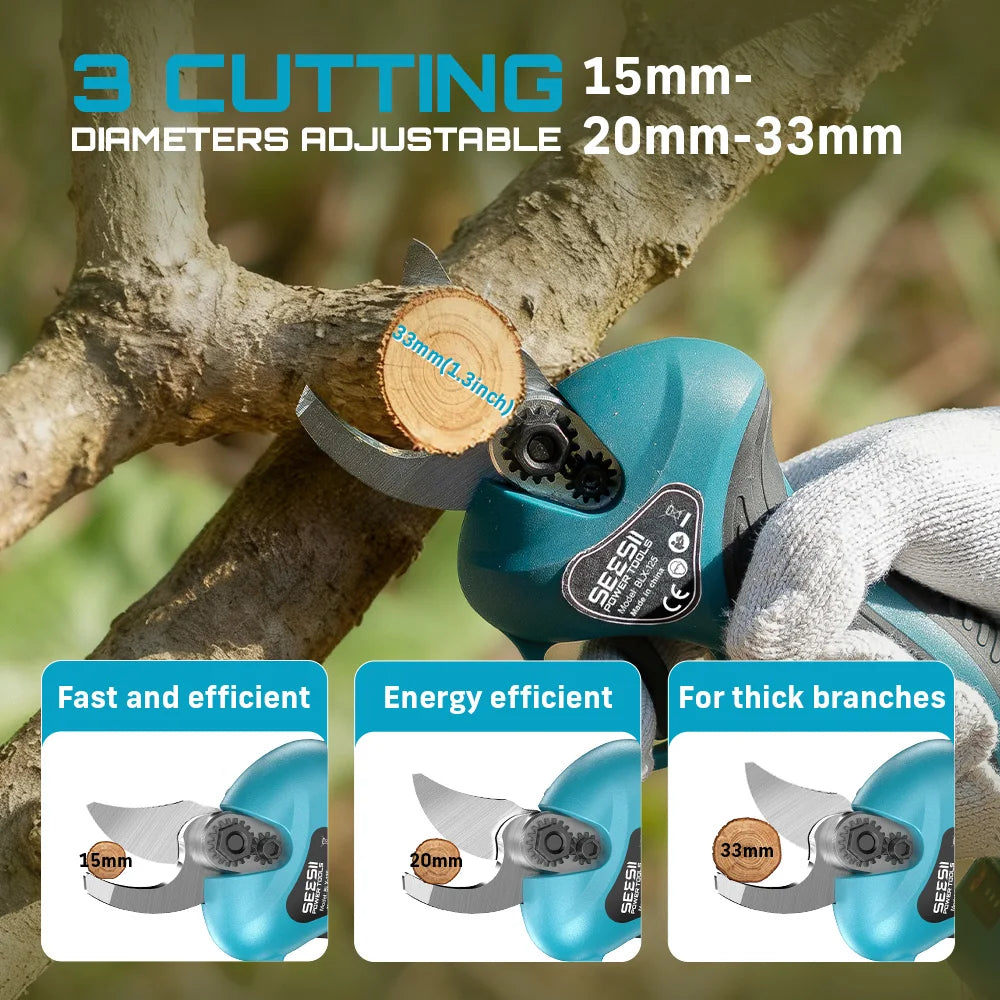 SEESII 3-in-1 Brushless Cordless 30mm Electric Scissors 6'' Brushless Electric Chainsaw w/2.4m Extension Telescopic Rod Tool for Makita 18v Battery Pin