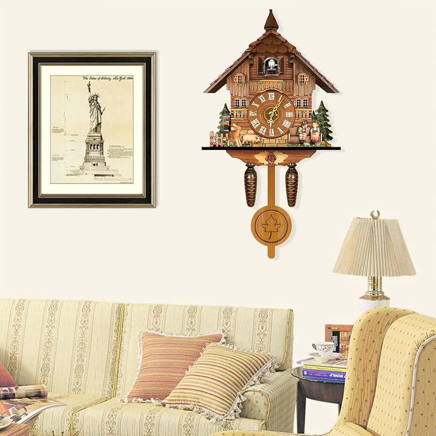 NEW Cuckoo Wall Clock for Living Room, Bedroom, Office, Kitchen, Traditional Northern European Design, Home Decoration Alarm Clock (CL-301)