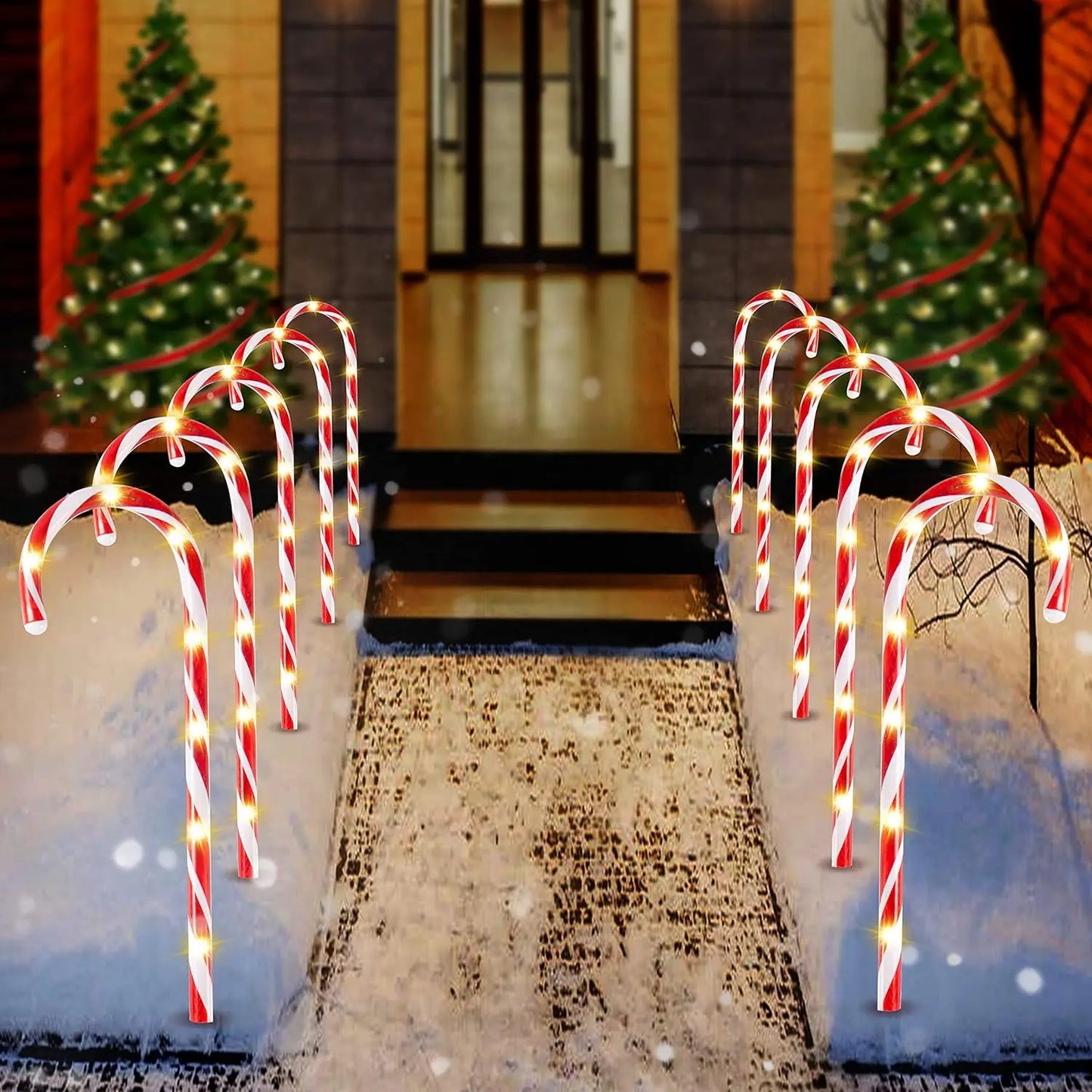 Joyfy Candy Cane Pathway Lights Set Of 12 Outdoor Decor