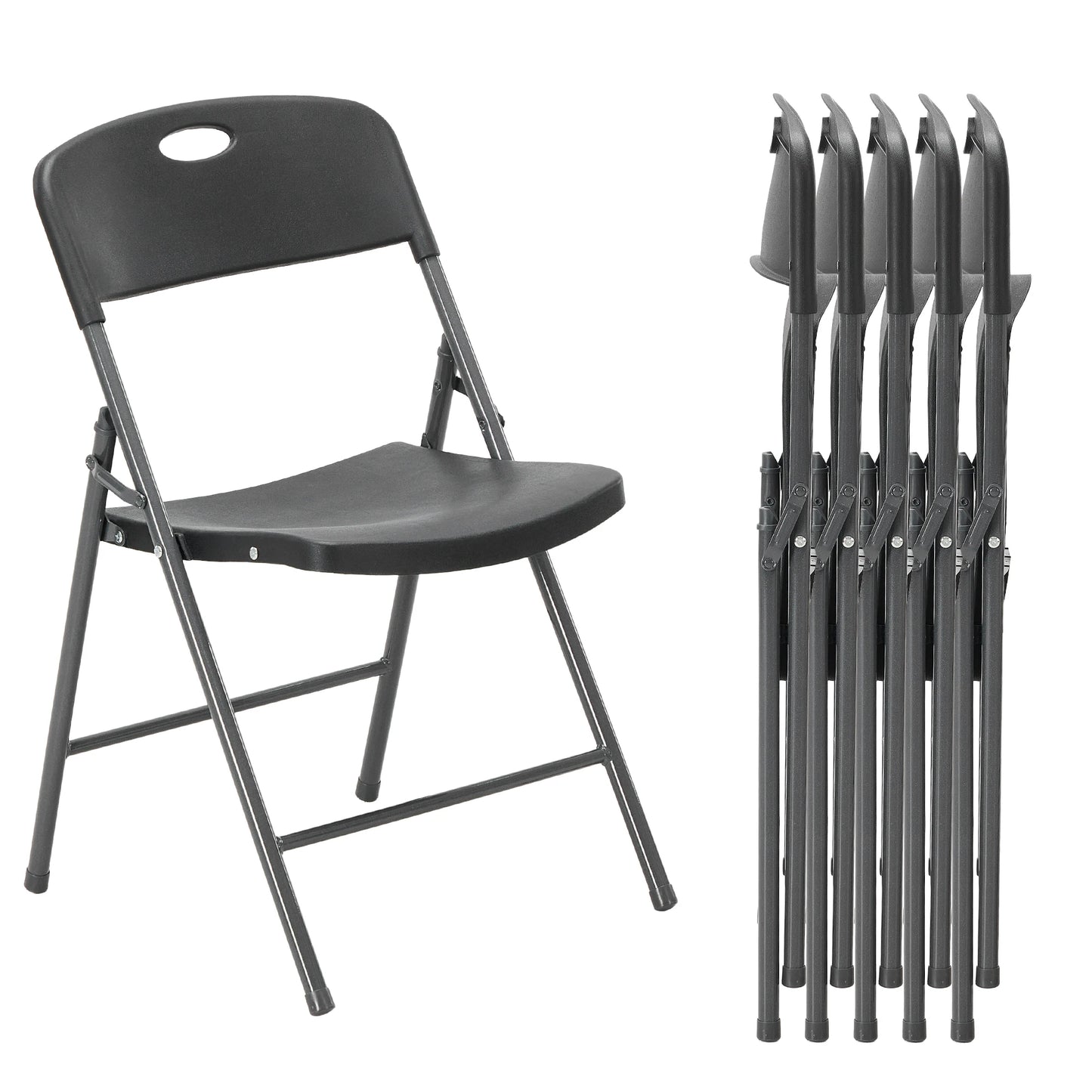 JHK Stackable Plastic Folding Dining Chairs Heavy Duty Set