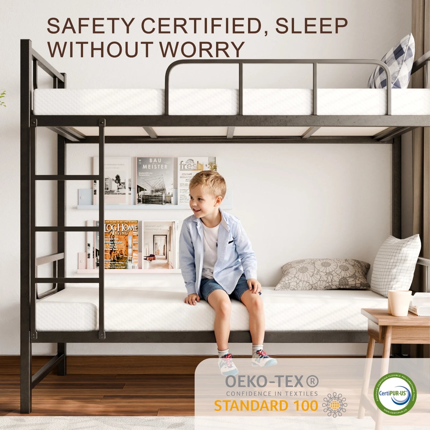 Twin Mattress 5 Inch Medium Firm Cooling Gel Memory Foam Mattress Fiberglass-Free Certified Safe for Support And Pressure Relief