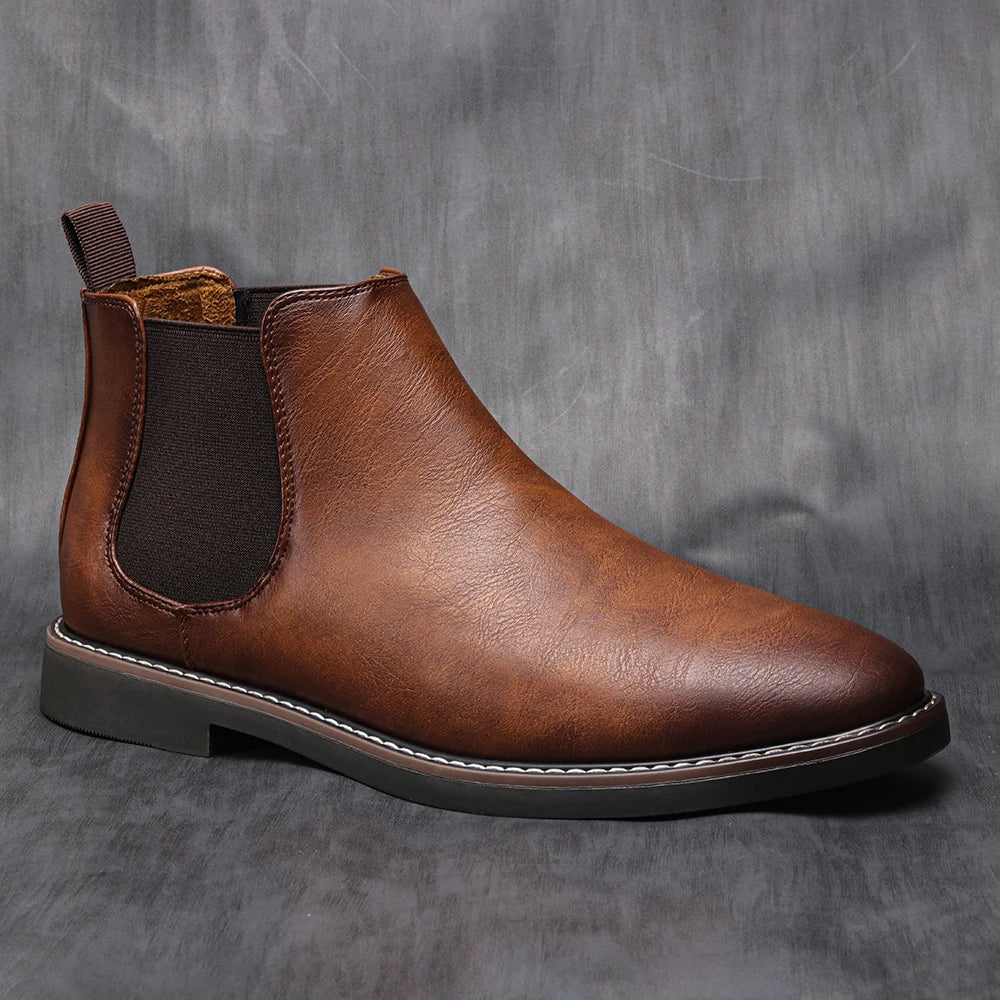 Hecrafted Chelsea Boots for Men Leather Casual Retro Ankle Boots