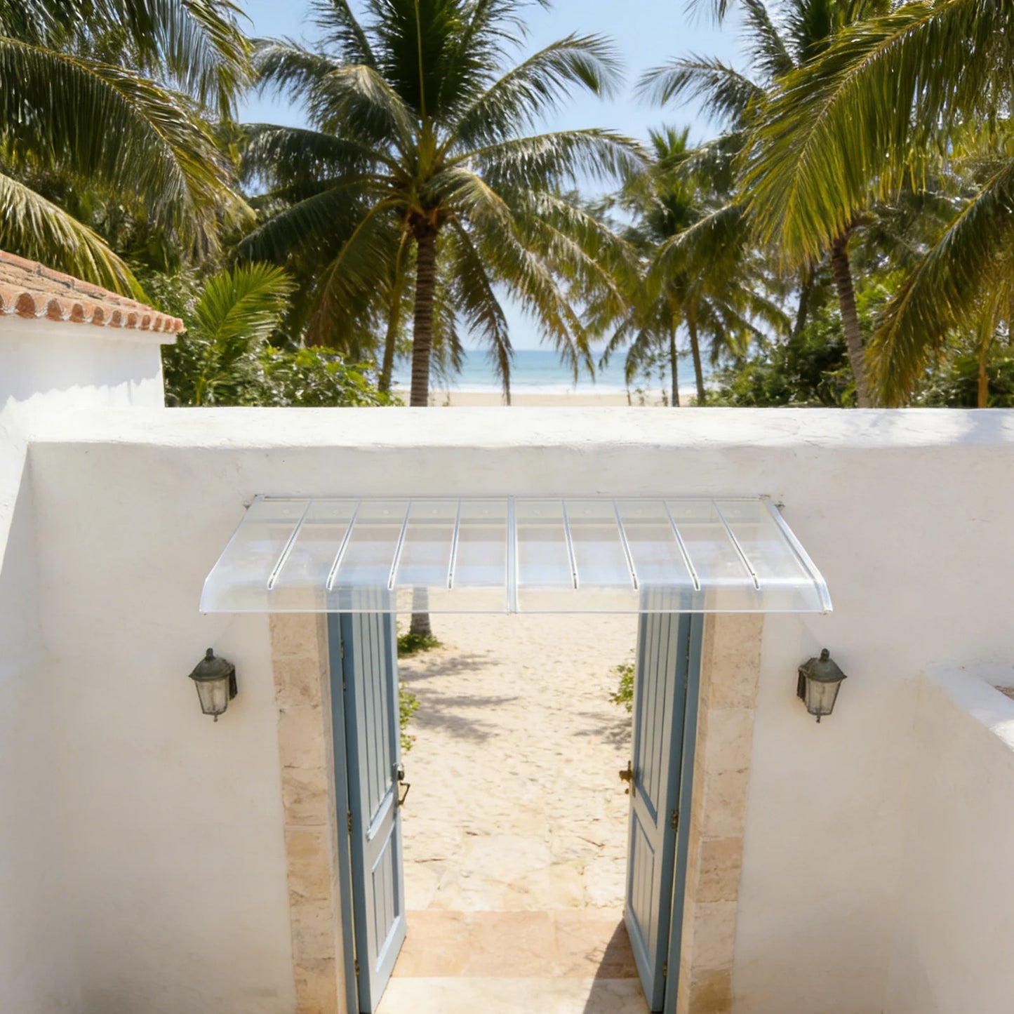 Clear PC Window And Door Awning Outdoor Overhang With Drainage