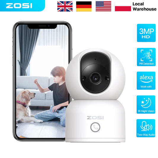 Zosi C518 Indoor Pan Tilt Smart Security Camera With 3MP