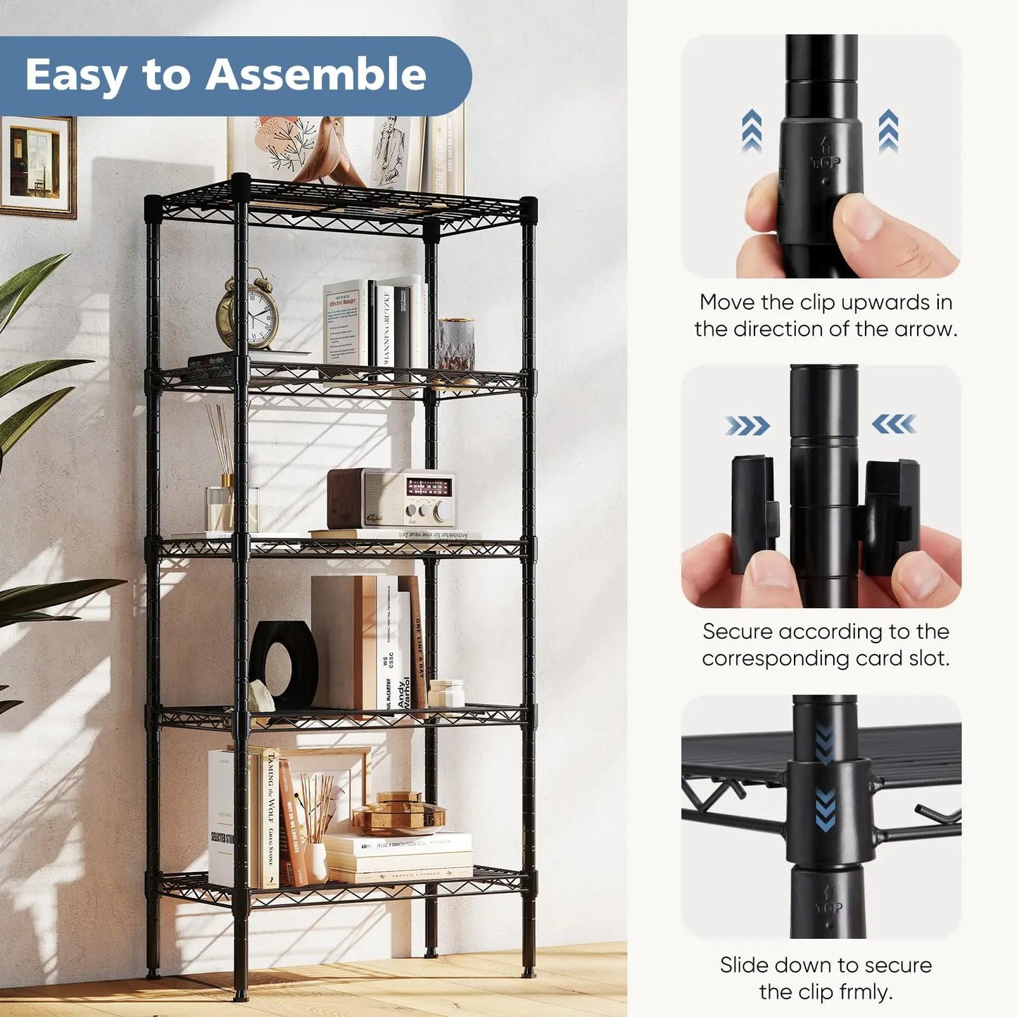 JHK 3-5 Tier Metal Wire Storage Shelves Adjustable Racks