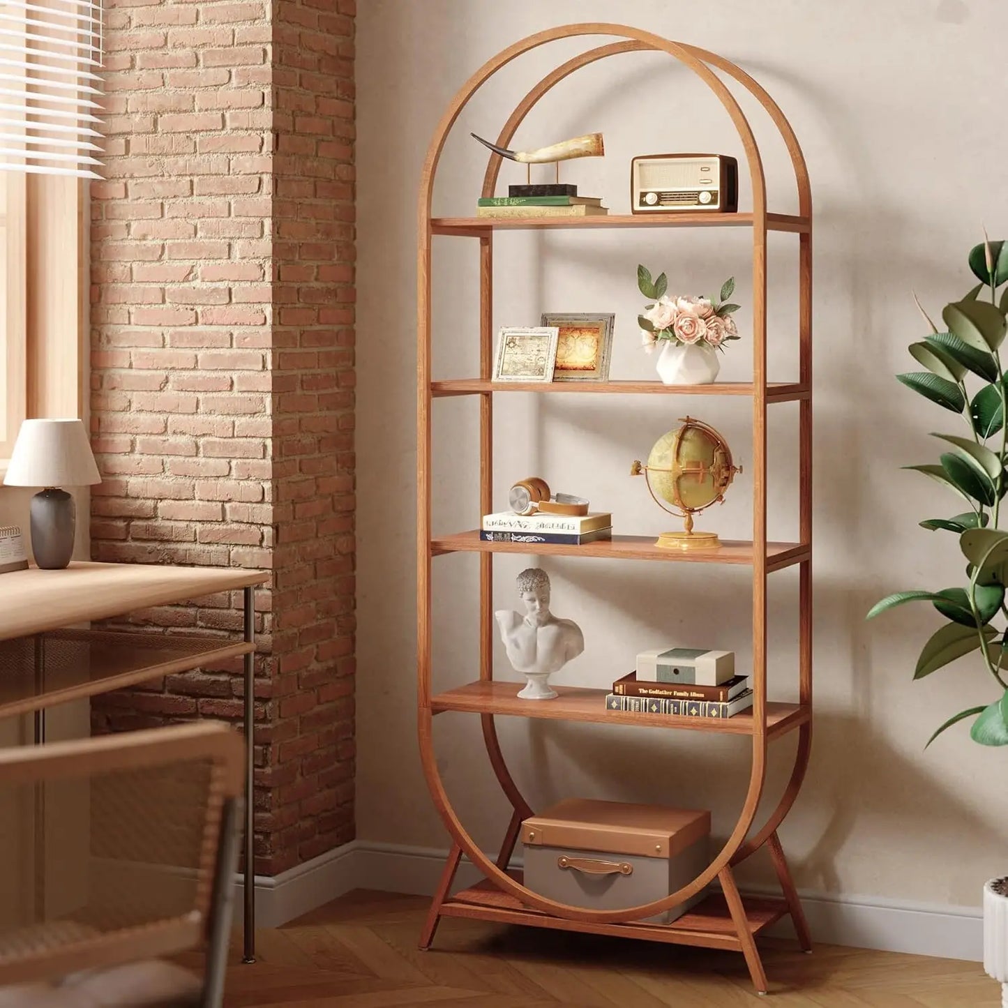 Little Tree 5 Tier Arched Bookshelf Freestanding Modern Bookcase