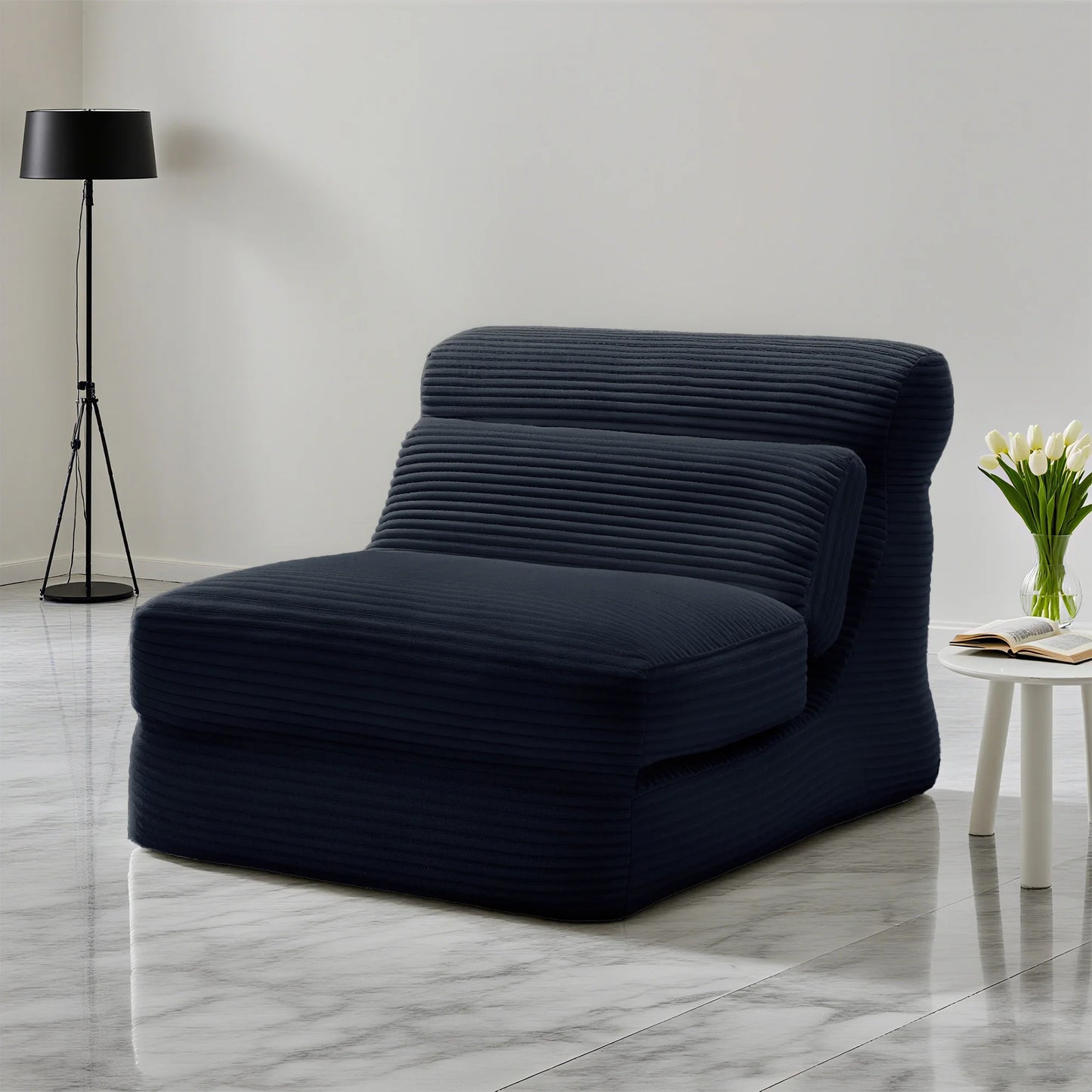 JHK Corduroy Ergonomic Folding Sofa Bed With Lumbar Support