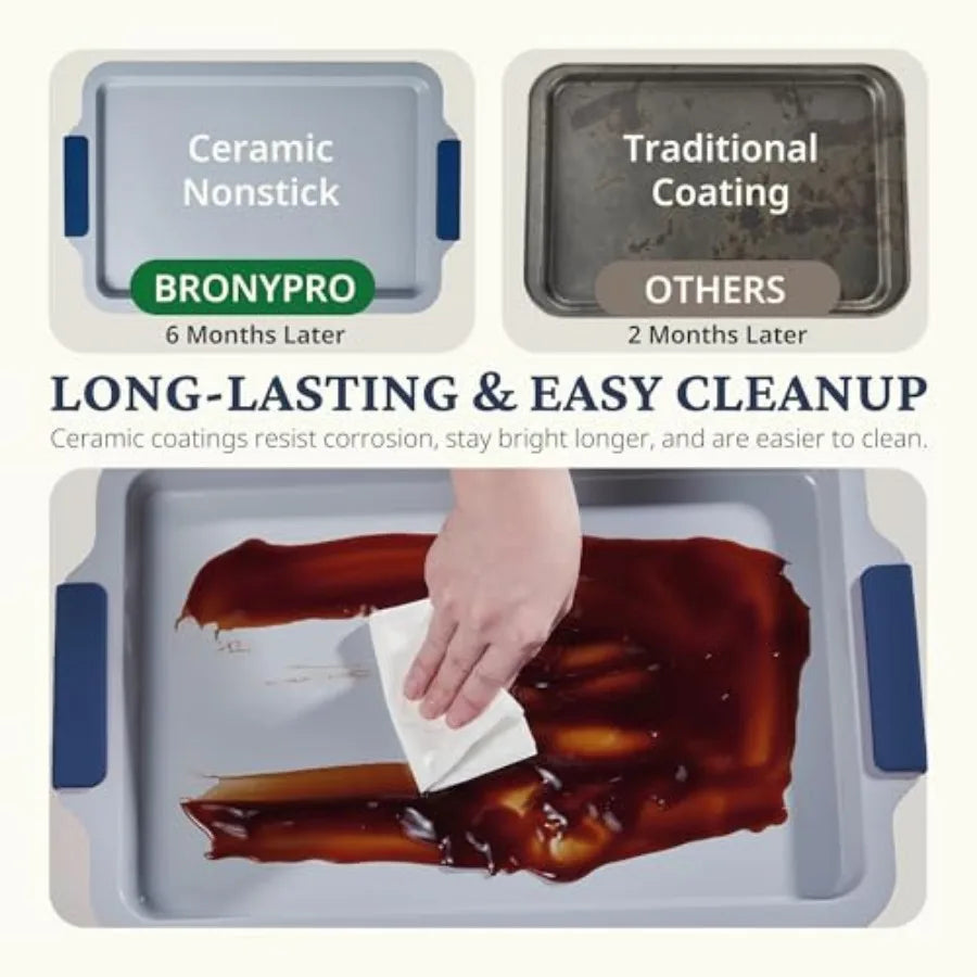 Nonstick Ceramic Bakeware Set Heavy Duty Aluminized Steel