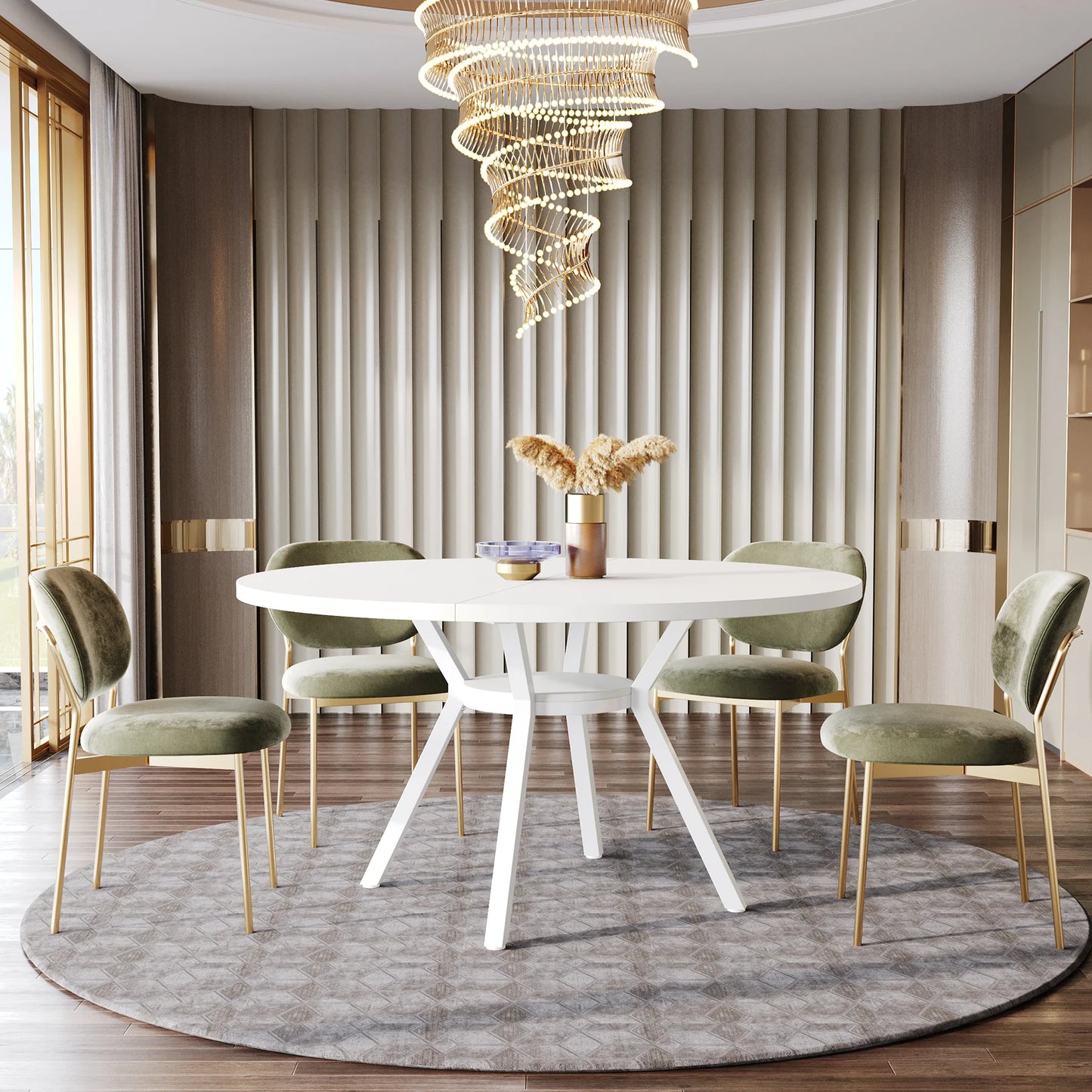 Tribesigns 47 Inch Round Farmhouse Dining Table For Four To Six
