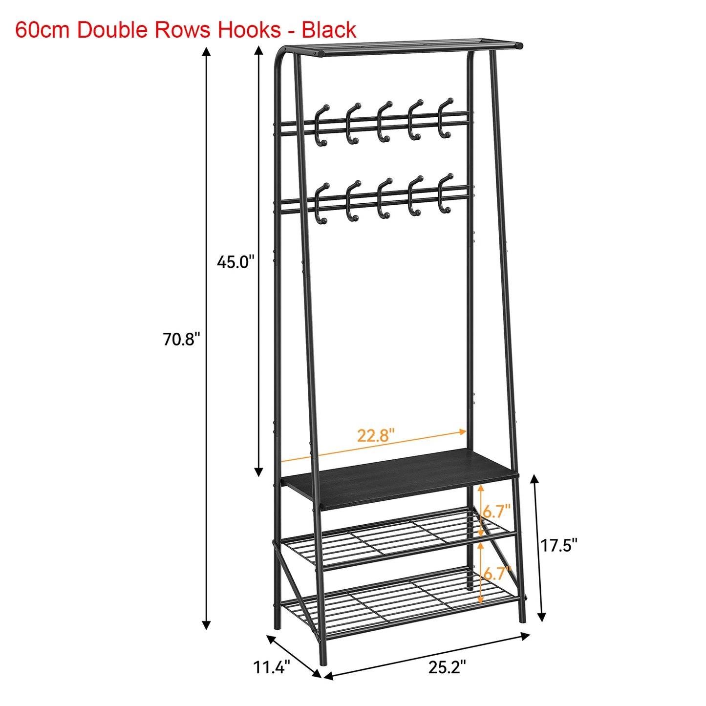 TWISTER.CK Coat Rack Shoe Bench 4 In 1 Hall Tree With Steel Frame