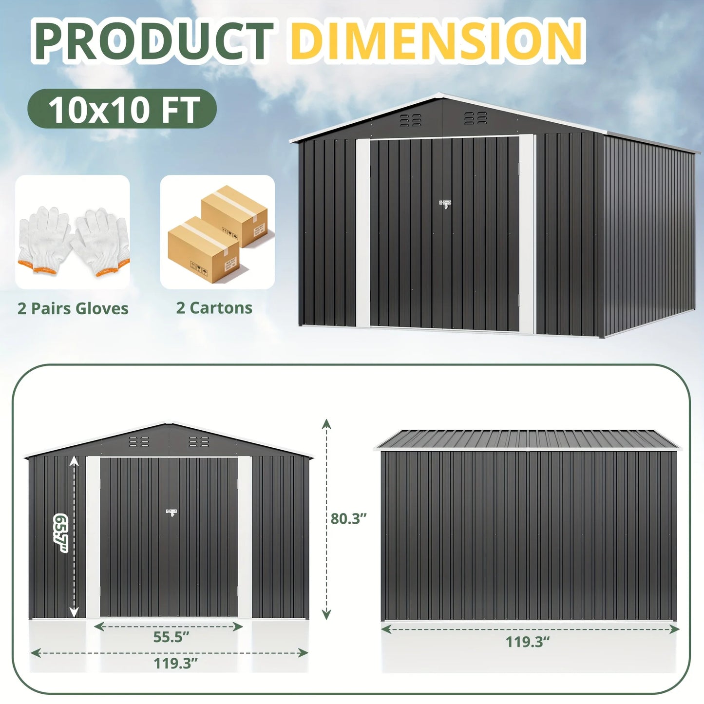 Viwat Heavy Duty Outdoor Metal Storage Shed