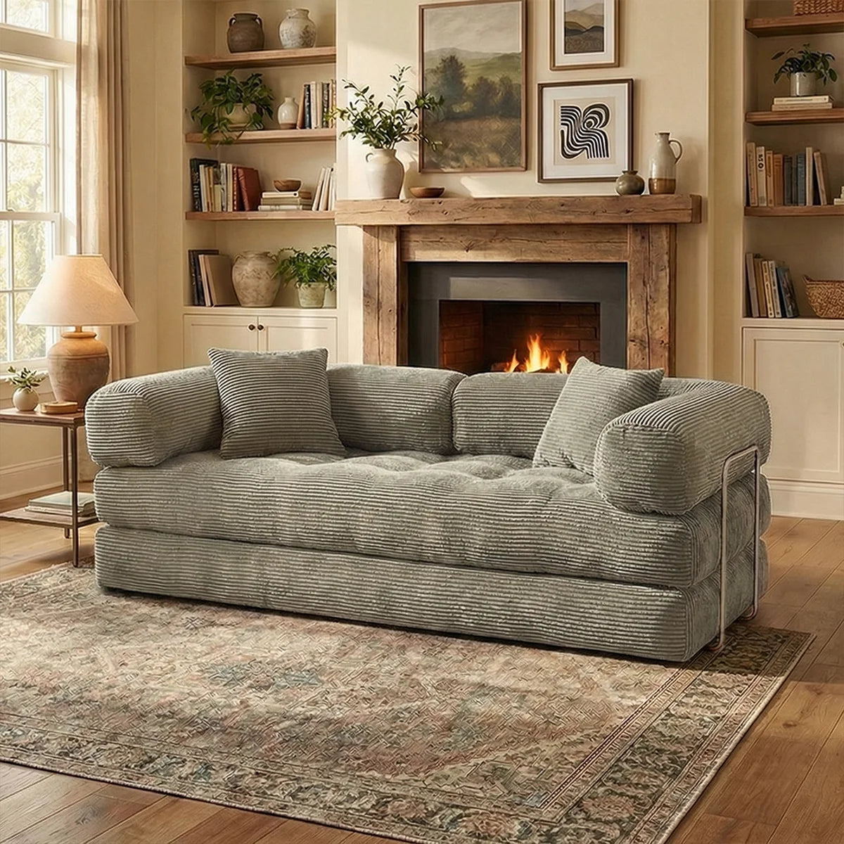 YQzyphyna Futon Sofa Bed Convertible 4 In 1 Corduroy Sleeper Loveseat