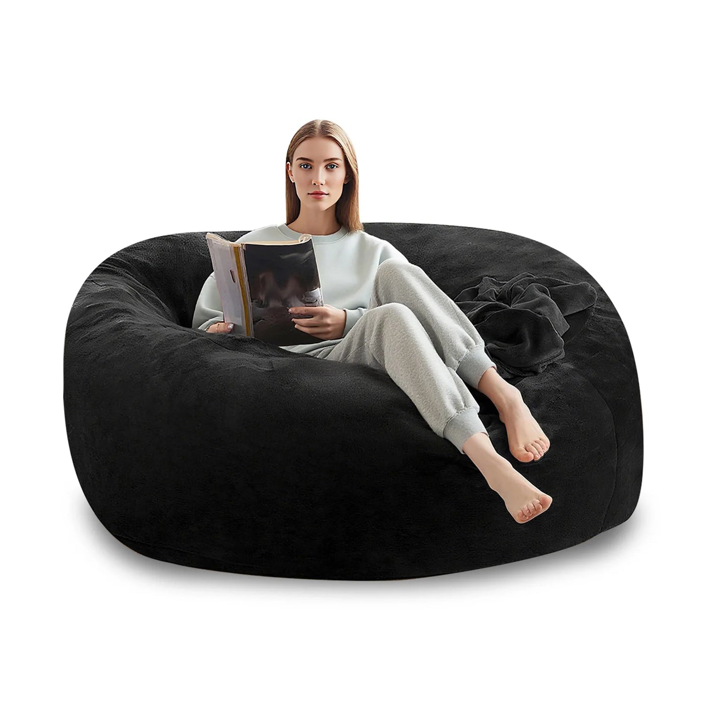 Memory Foam Beanbag Chair With Washable Flannel Cover For Reading