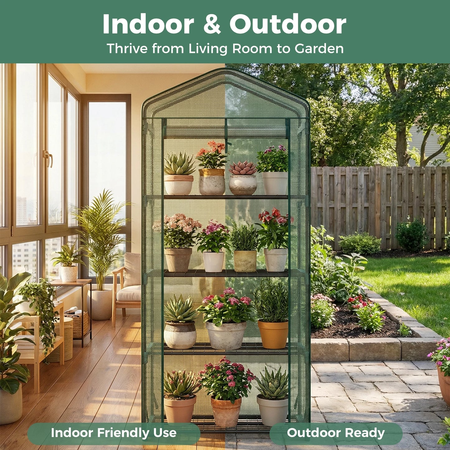Mini Greenhouse Portable Multi Tier Plant Rack With PE Cover