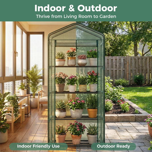 Mini Greenhouse Portable Multi Tier Plant Rack With PE Cover