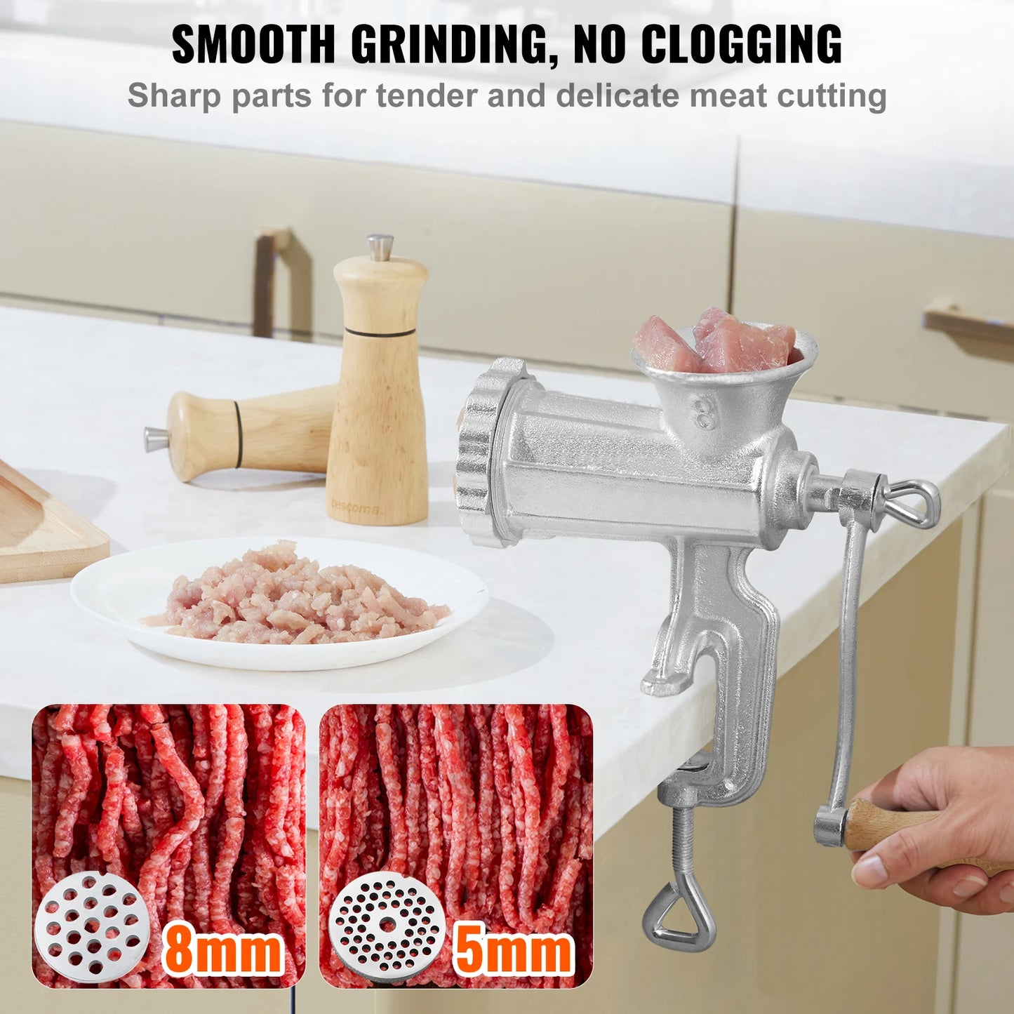 SucceBuy Manual Meat Grinder Heavy Duty Cast Iron Table Clamp