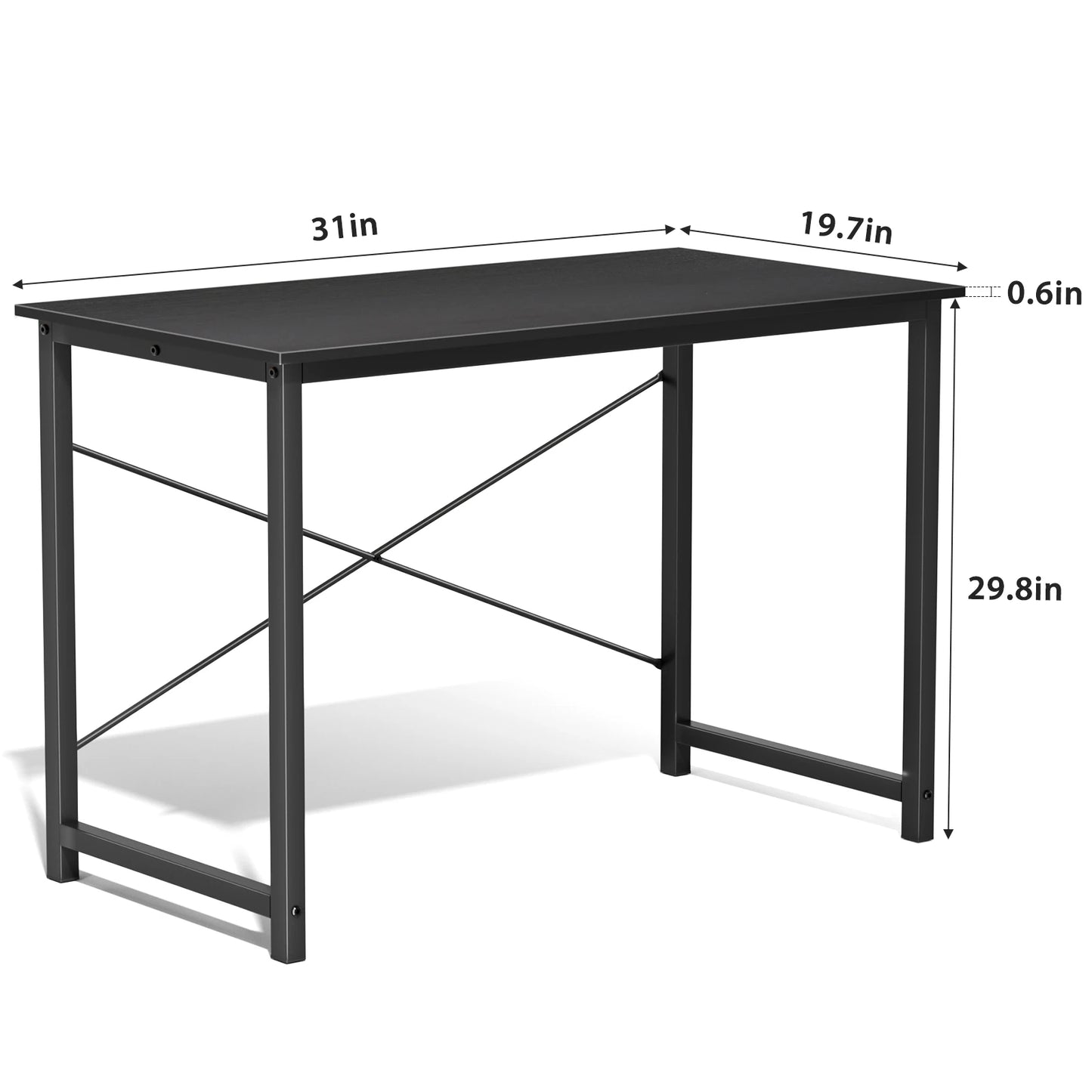 JHK Modern Compact Metal Frame Computer Desk Writing Table