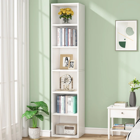 Tribesigns Narrow Corner Bookcase With Six Cube Display Shelves
