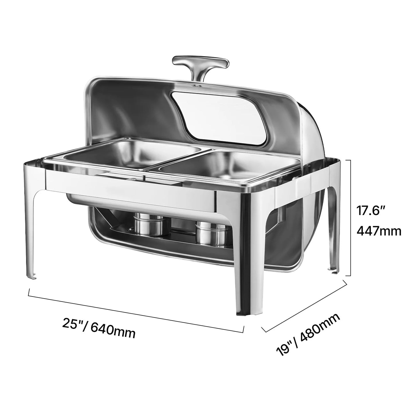 SucceBuy 9Qt Roll Top Chafing Dish Buffet Server Stainless Steel