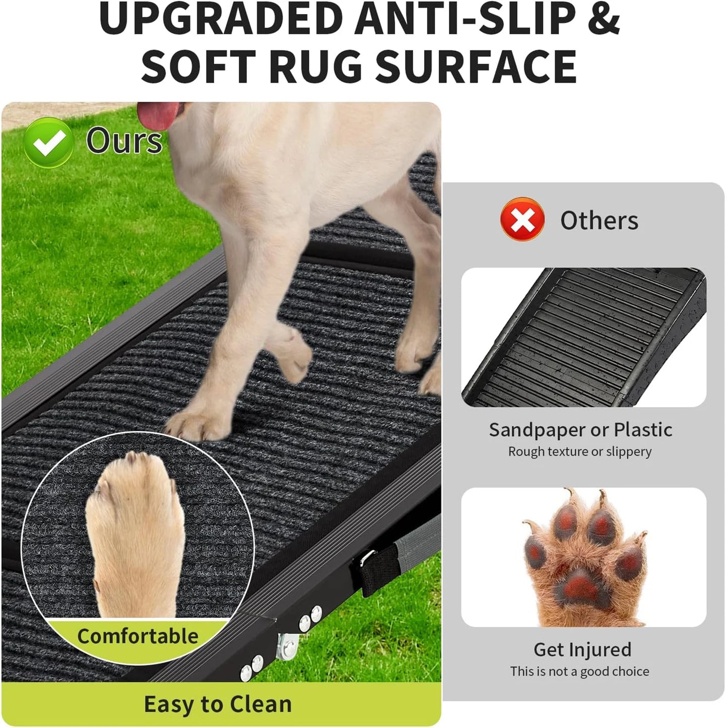 HiMISS Upgraded Car Ramp For Dogs Folding Non-Slip Pet Ramp