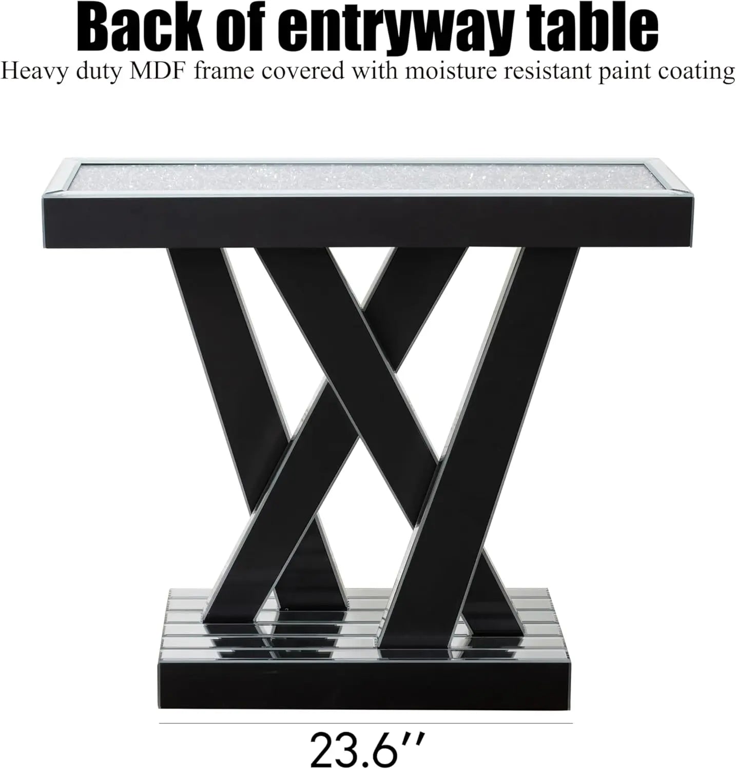 Mirrored Console Table With Crystal Accents Modern Glam Design