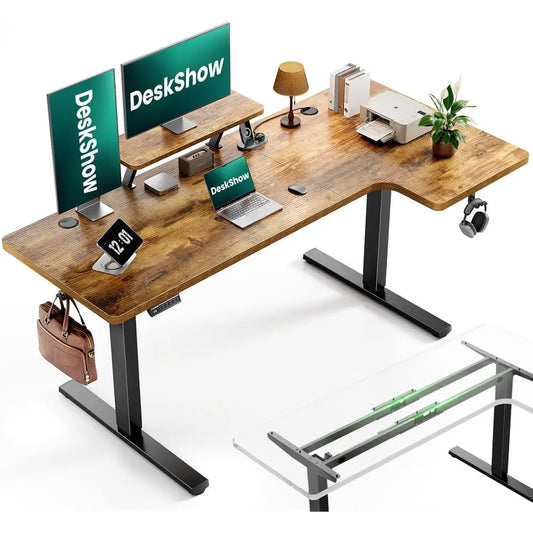 Electric Adjustable Standing Desk With Flexible Monitor Stand