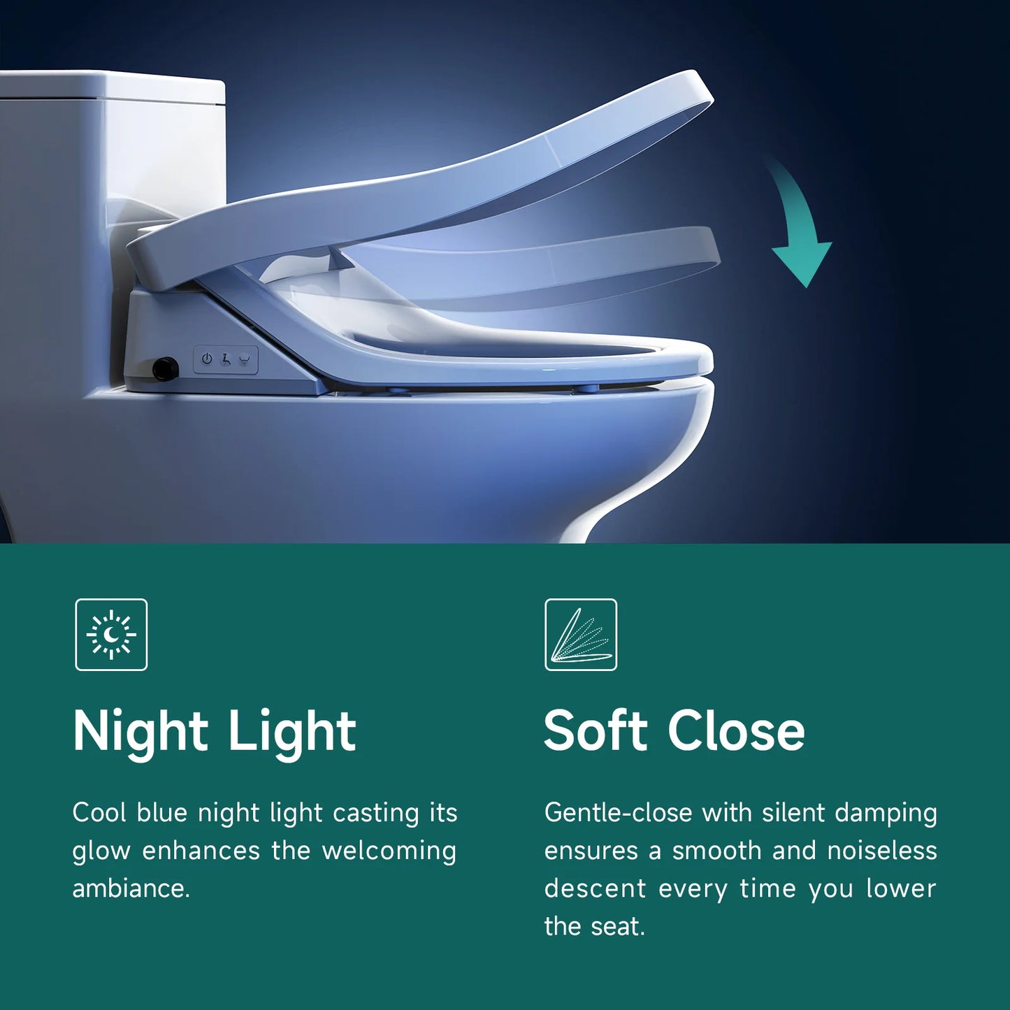 AQUATIZ Smart Bidet Clip-On Toilet Seat, Electric Bidet for Existing Toilet with Warm Water,Dryer,Heated Seat,Elongated