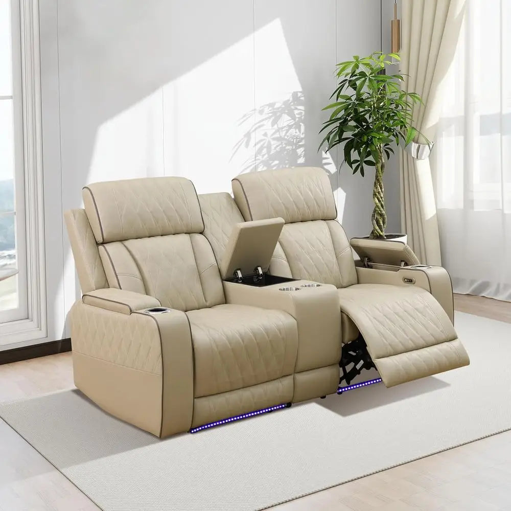 Three-Piece Reclining Sofa Set With LED Lighting And USB Ports
