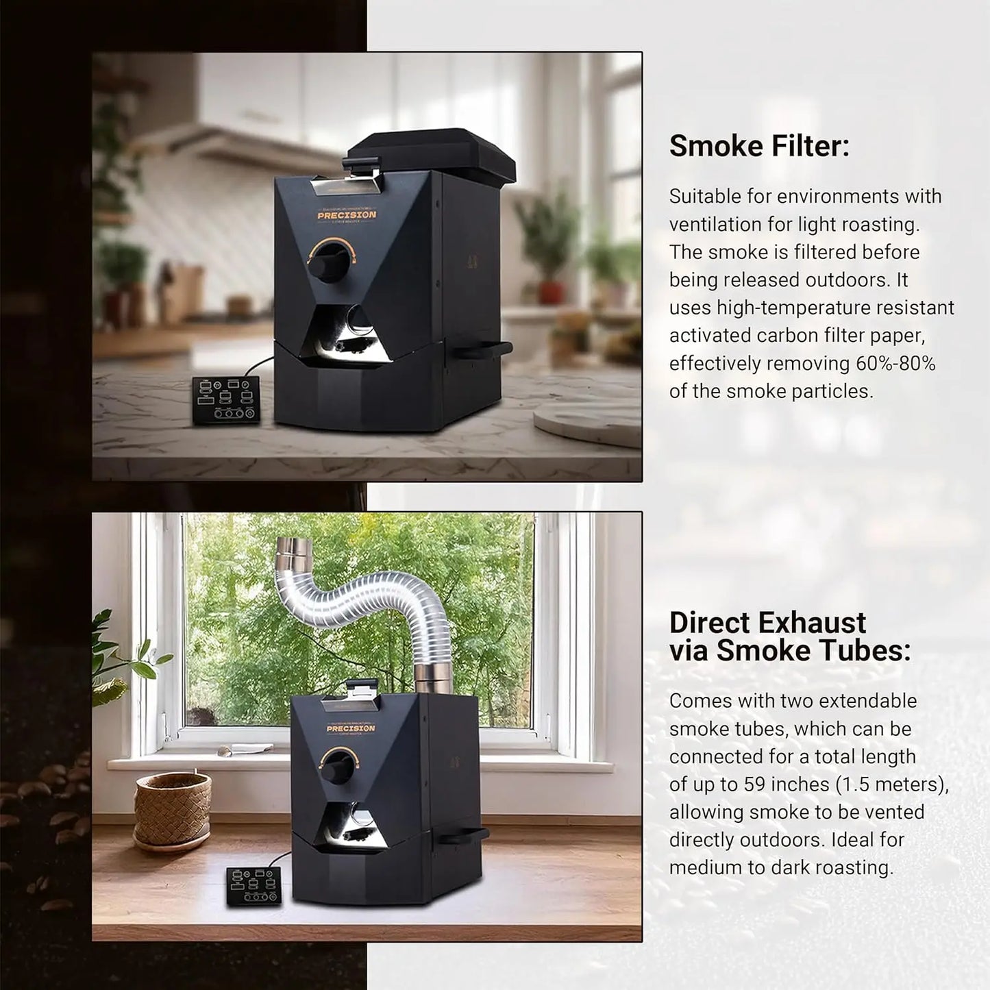 XMSJ Electric Coffee Roaster for Home Automatic Smoke Filter and Chaff Collector