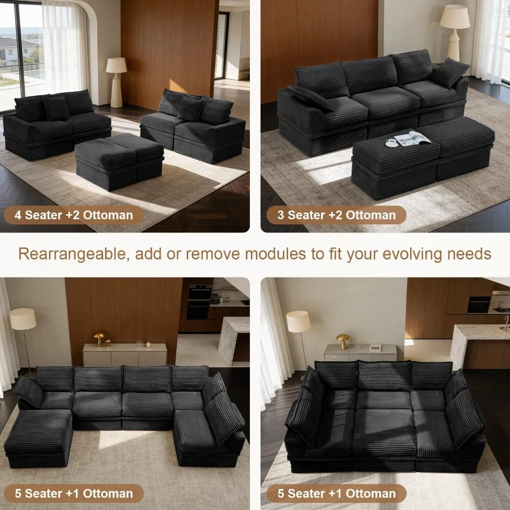 U Shaped Sectional Sofa With Storage And Ottoman Modern Comfort