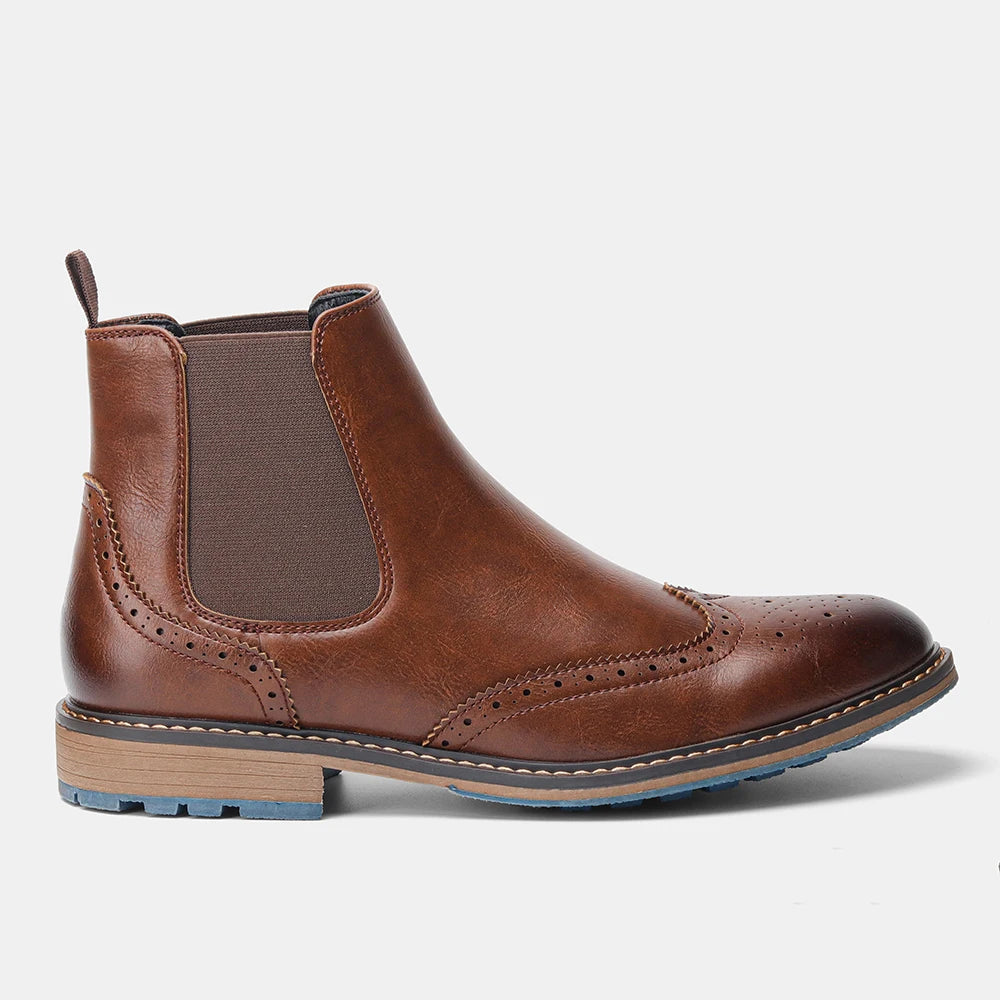 Hecrafted Men Chelsea Ankle Boots Leather Comfort Slip Resistant
