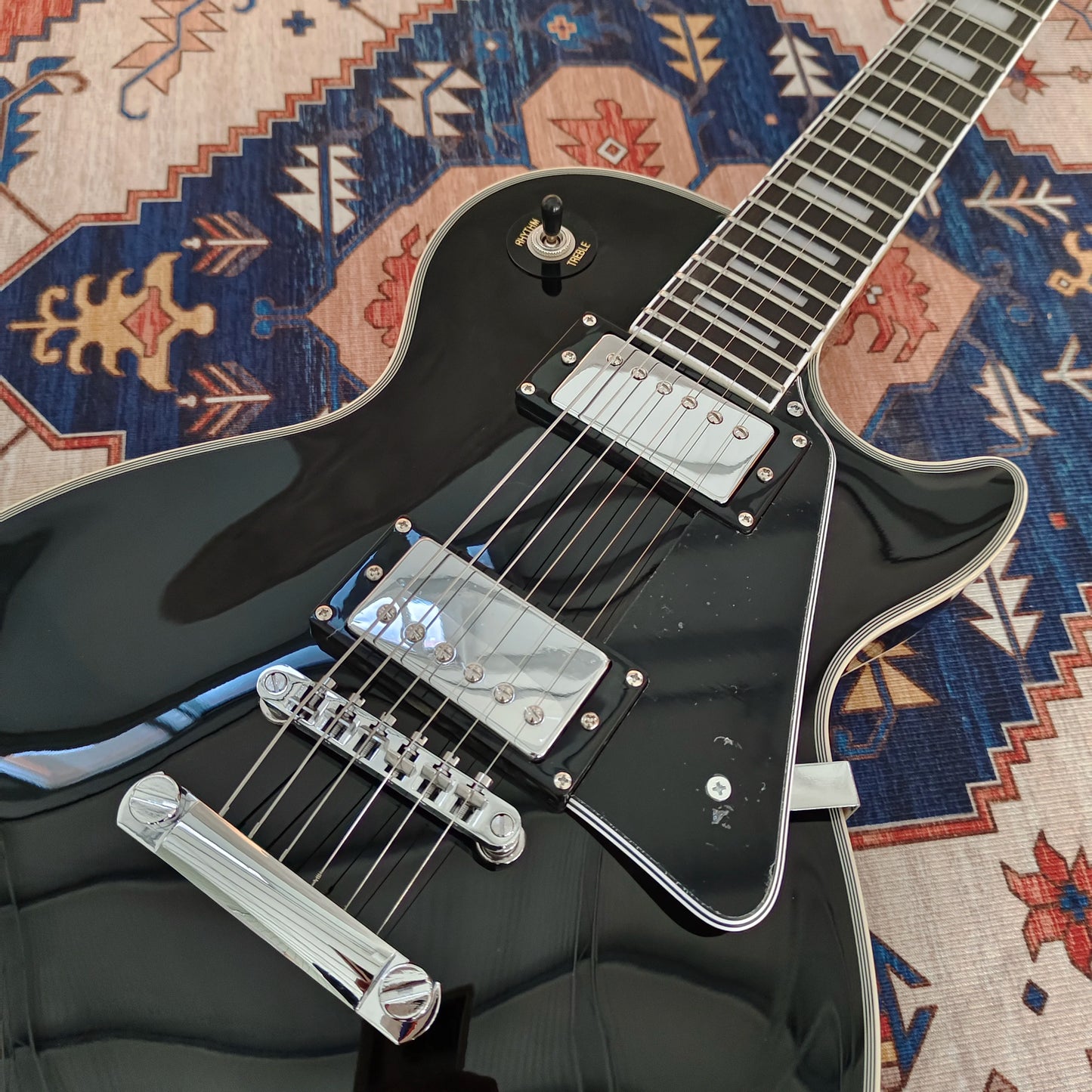 Black Electric Guitar Silver hardware Rosewood Fingerboard from ship US