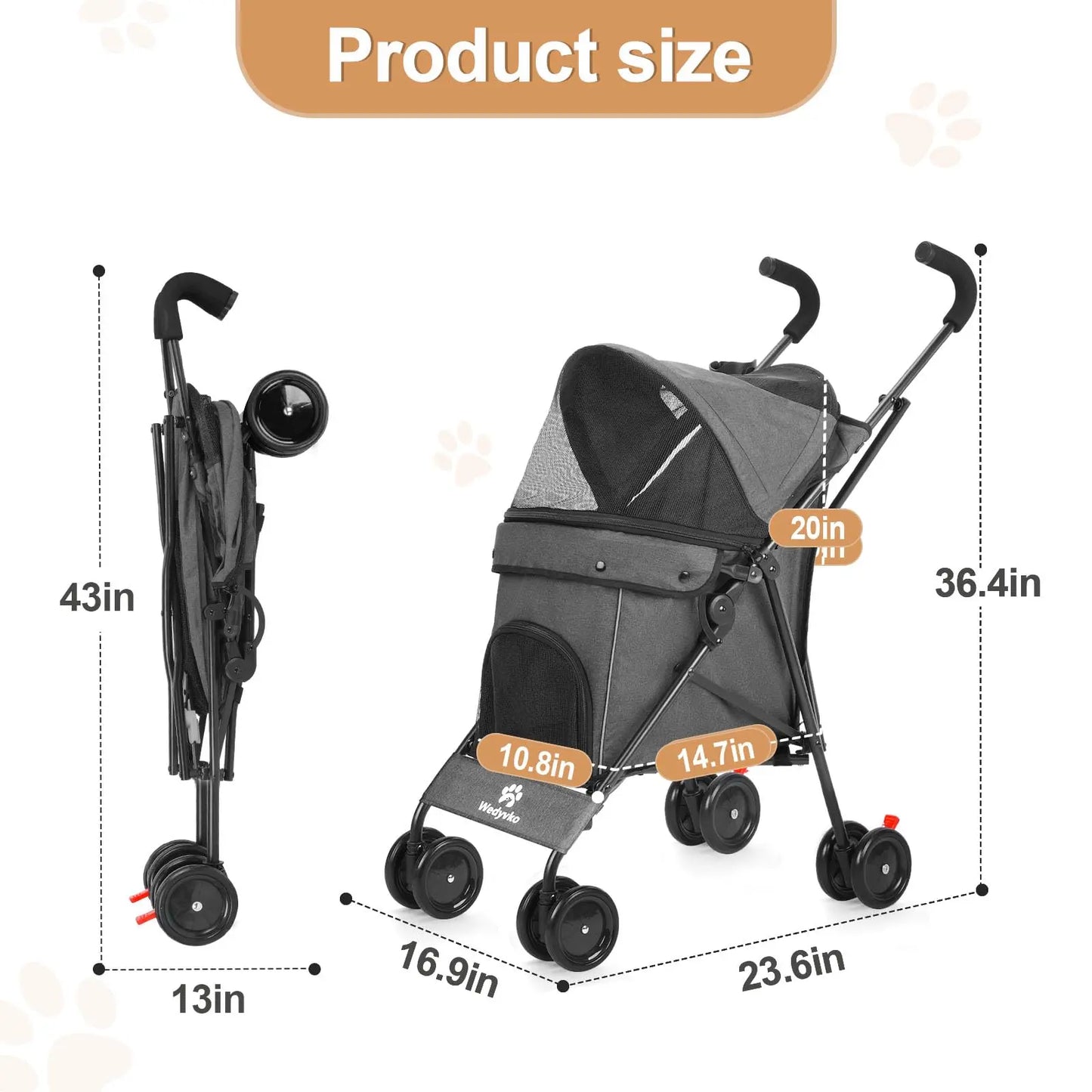 Travel Portable Pet Stroller For Small Dogs And Cats