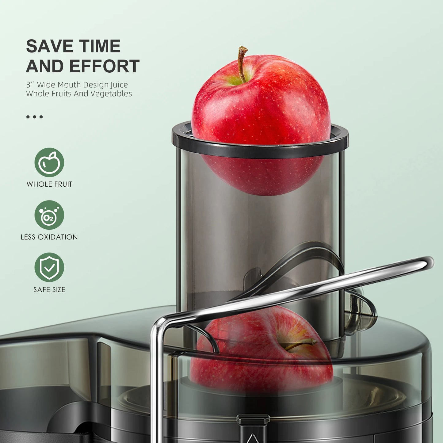 Qcen 500W Centrifugal Juicer Machine With Wide Mouth Feed Chute
