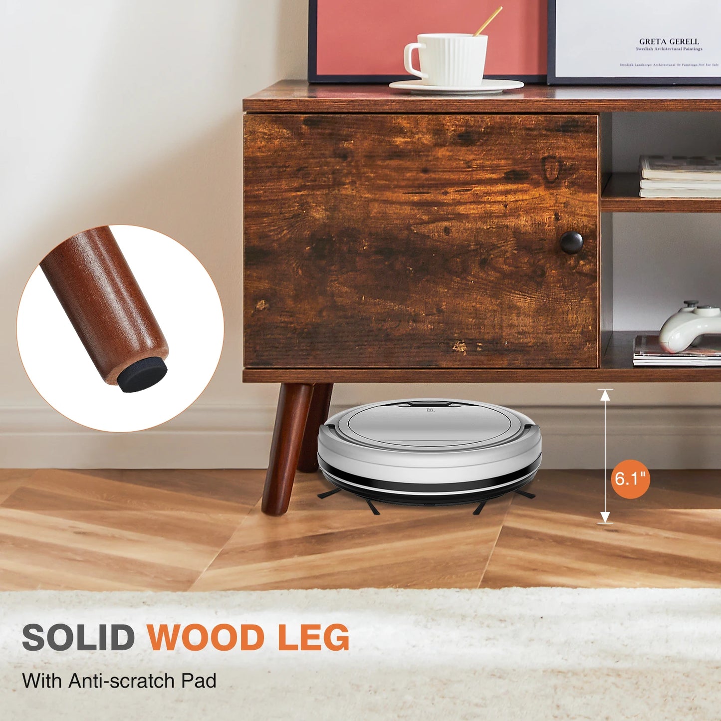 Mcq Wooden Living Room Tv Stand With Adjustable Shelf
