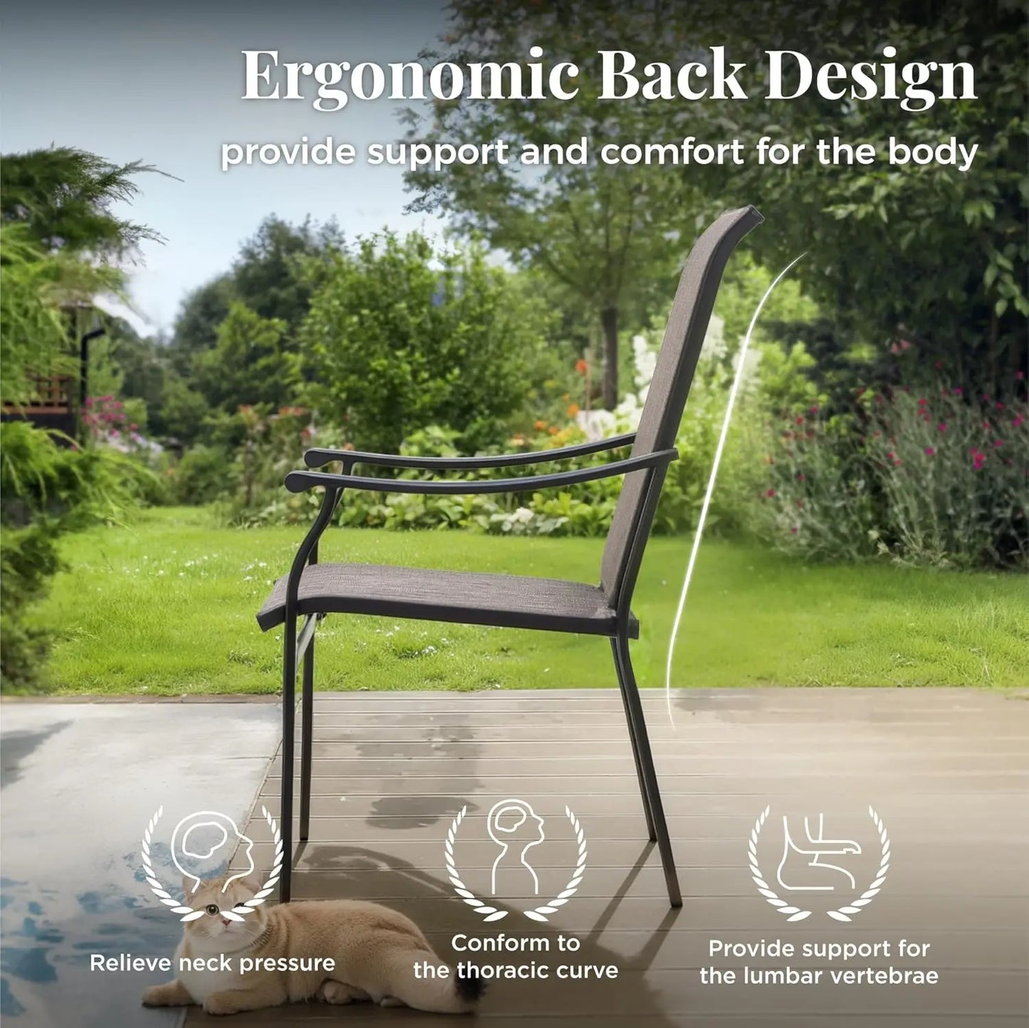 Modern Outdoor Patio Dining Set With Textilene Chairs