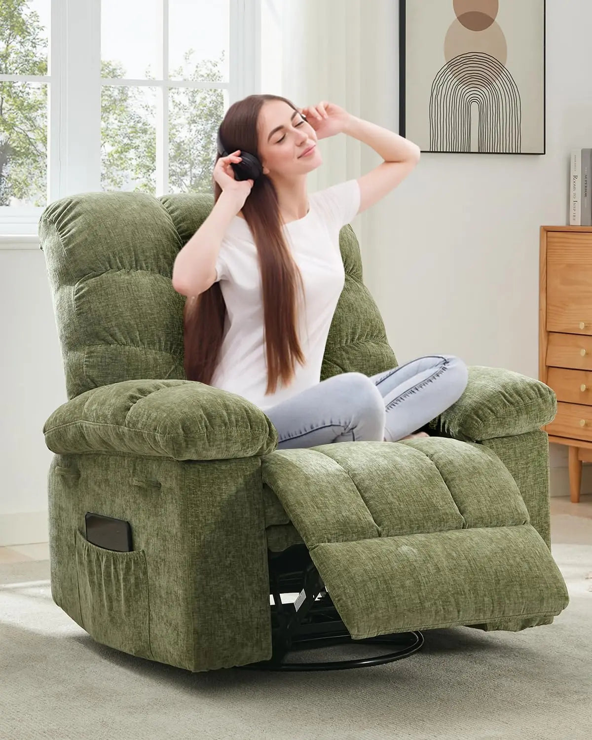 HiMISS Rocker Recliner Chair For Adults Overstuffed Manual Glider