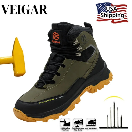 VEIGAR Protective Work Shoes For Men With Steel Toe Cap