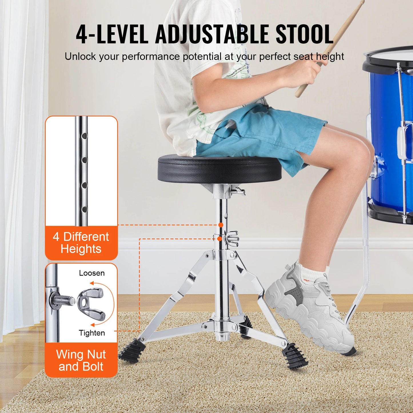 SucceBuy 5-Piece Kids Drum Set With Bass Toms Snare