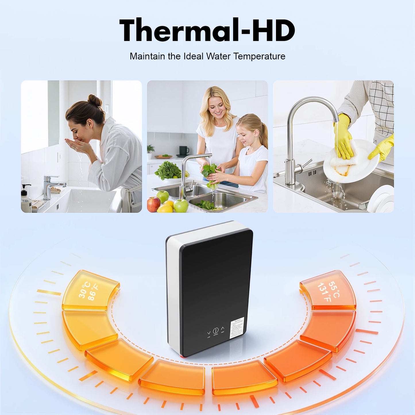 6500W 220V Electric Tankless Water Heater Instant Electric Water Heater Wall-Mounted for Kitchens, Bathrooms Black/Red