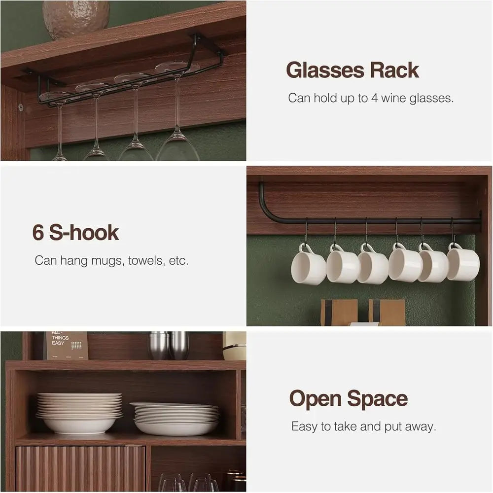 Multi-Function Storage Cabinet With Coffee Bar And Wine Rack