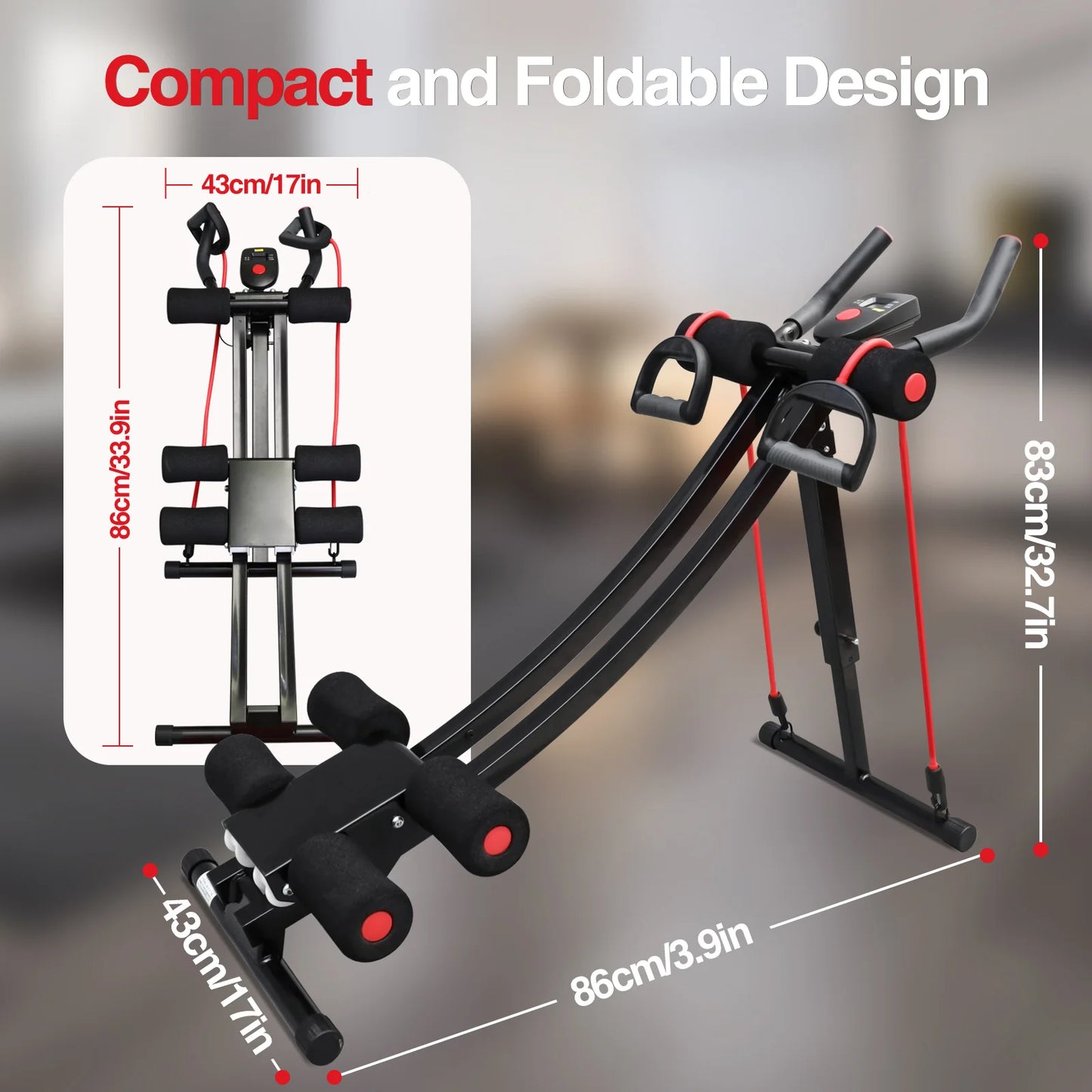 Foldable Adjustable Ab Trainer With Resistance Bands And Lcd
